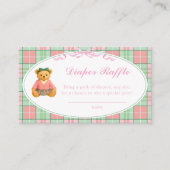 Polo Teddy Bear Girl Baby Shower Diaper Raffle Informatiekaartje (Voorkant)