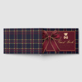 Polo Teddy Bear Gold Bow Classic Plaid Baby shower Gastenboek (Volledig)
