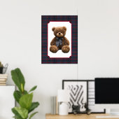 Polo Teddy Bear Tartan Plaid Baby Boy Kids Nursery Poster (Thuiskantoor)