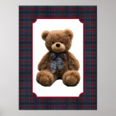 Polo Teddy Bear Tartan Plaid Baby Boy Kids Nursery Poster (Voorkant)