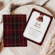 Polo Teddybeer Meisje Baby Shower Uitnodiging