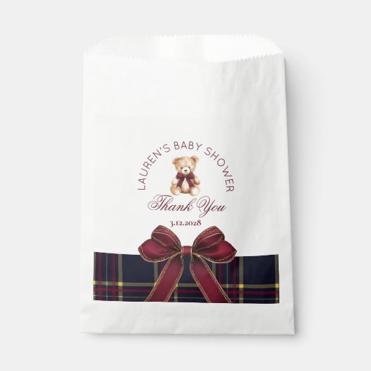 Polo Teddybeer rode Bow Preppy Dank u Bedankzakje (Voorkant)