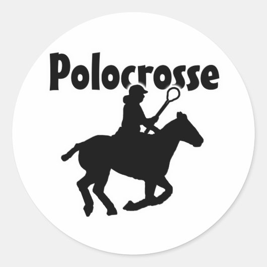 Polocrosse (silhouet) ronde sticker (Voorkant)