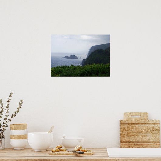 Pololu Valley Lookout, Hawaii, afdrukken Poster (Keuken)