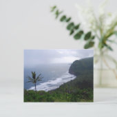Pololu Valley Lookout met palmboom, Hawaii, Post Briefkaart (Staand voorkant)