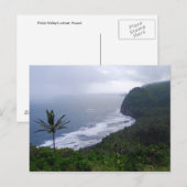 Pololu Valley Lookout met palmboom, Hawaii, Post Briefkaart (Voorkant / Achterkant)