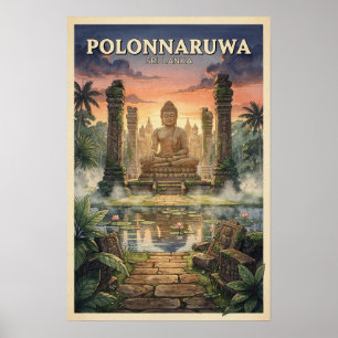 Polonnaruwa Sri Lanka Reisposter in Vintage Stijl Poster