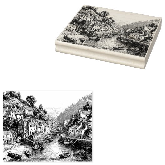 Polperro, Cornwall, Verenigd Koninkrijk Rubberstempel (Gestempeld)
