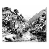 Polperro, Cornwall, Verenigd Koninkrijk Rubberstempel (Afrduk)