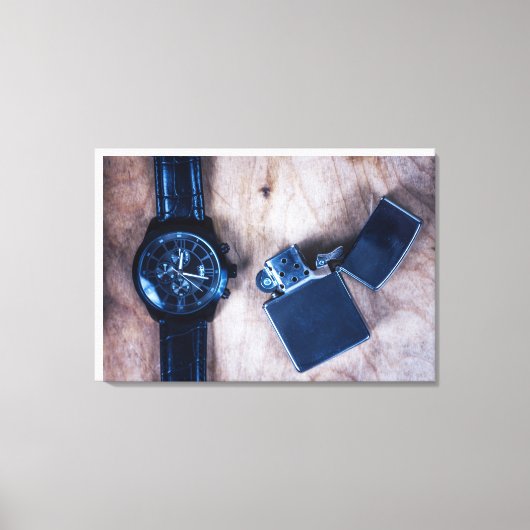 Polshorloge met aansteker canvas afdruk (Voorkant)