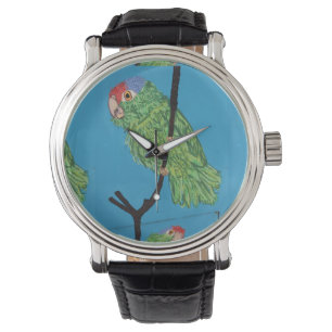 polshorloge met groene papegaai horloge