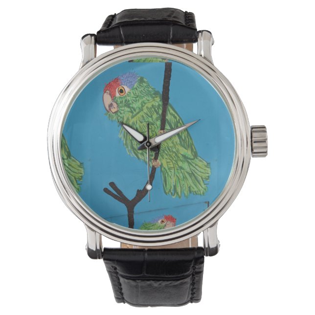 polshorloge met groene papegaai horloge (Voorkant)