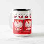 Polska Eagle Flag Shields Tweekleurige Koffiemok (Voorkant links)
