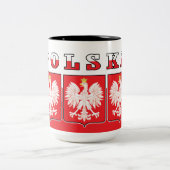 Polska Eagle Flag Shields Tweekleurige Koffiemok (Center)