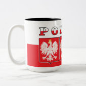 Polska Eagle Flag Shields Tweekleurige Koffiemok (Links)
