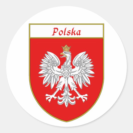 Polska Eagle Shield Ronde Sticker (Voorkant)