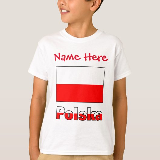 Polska en Poolse vlag Rode Personalisatie T-shirt (Voorkant)