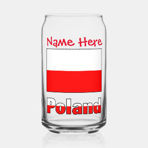 Polska en Poolse Vlag Rood Personalisatie Blikvorm Glas