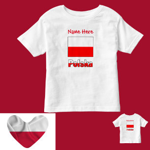 Polska en Poolse Vlag Rood Personalisatie  Kinder Shirts