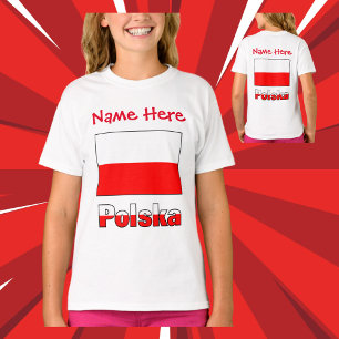 Polska en Poolse Vlag Rood Personalisatie Meisje T-shirt