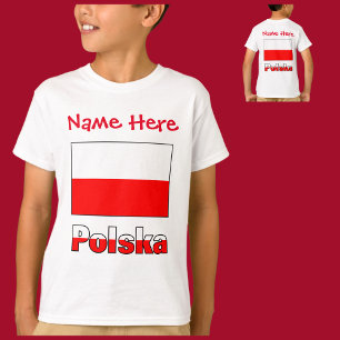 Polska en Poolse Vlag Rood Personalisatie  T-shirt