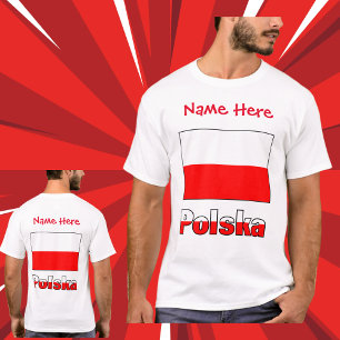 Polska en Poolse Vlag Rood Personalisatie  T-shirt