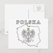 Polska-kaart met Eagle Briefkaart (Voorkant / Achterkant)