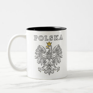 Polska met Poolse adelaar Tweekleurige Koffiemok