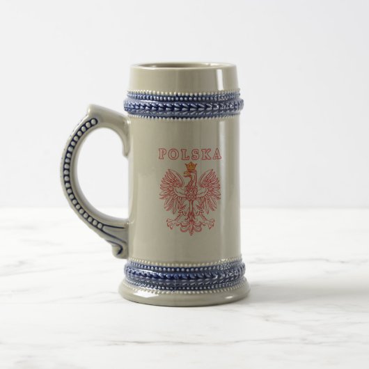 Polska met rode Poolse adelaar beer stein Bierpul (Links)