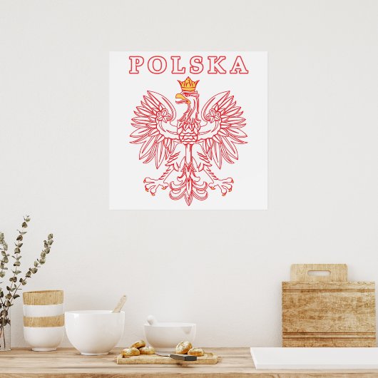 Polska met rode Poolse adelaar Poster (Keuken)