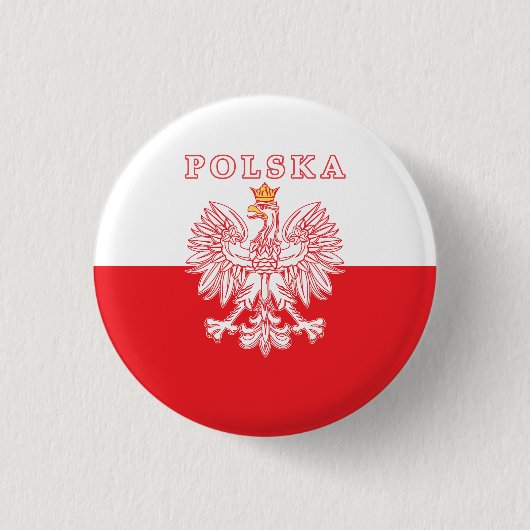 Polska met rode Poolse adelaar Ronde Button 3,2 Cm (Voorkant)