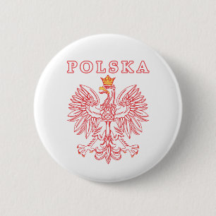 Polska met rode Poolse adelaar Ronde Button 5,7 Cm