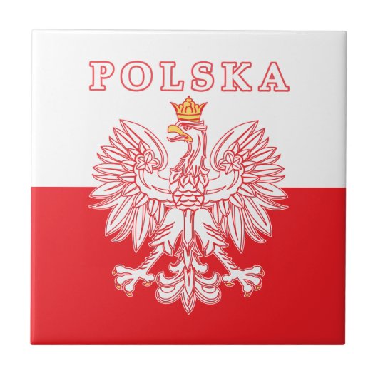 Polska met rode Poolse adelaar Tegeltje (Voorkant)