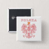Polska met rode Poolse adelaar Vierkante Button 5,1 Cm (Voorkant /achterkant)