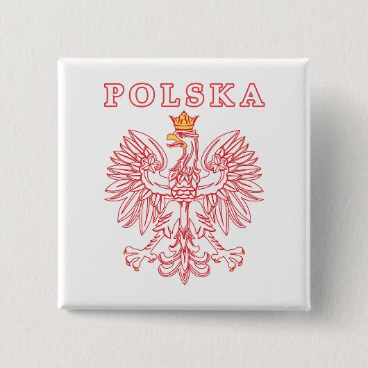 Polska met rode Poolse adelaar Vierkante Button 5,1 Cm (Voorkant)