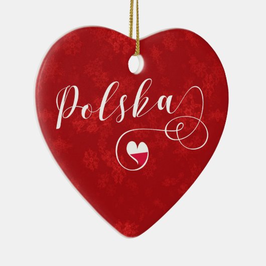 Polska Poland Heart, Christmas Tree Ornament (Rechts)