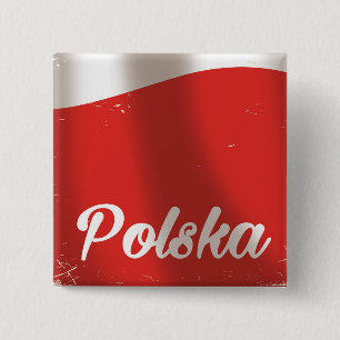 Polska, Polen vintage reisposter Vierkante Button 5,1 Cm