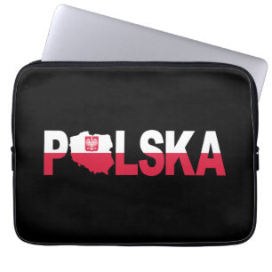 Polska Polen Vlag kaart belettering Laptop Sleeve