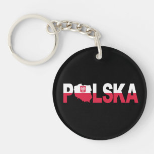 Polska Polen Vlag kaart belettering Sleutelhanger