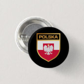 Polska/Polen Vlag Schild & Emblem Ronde Button 3,2 Cm (Voorkant /achterkant)