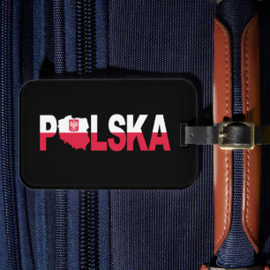 Polska Vlag van Polen Kaart Lettering Bagagelabel