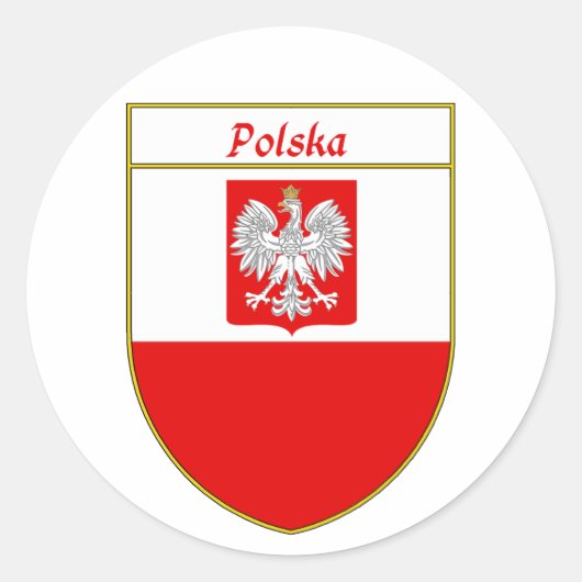 Polska Vlaggenschild Ronde Sticker (Voorkant)