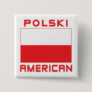 Polski American Flag Vierkante Button 5,1 Cm
