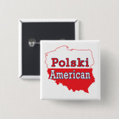 Polski Amerikaanse kaart Vierkante Button 5,1 Cm (Voorkant /achterkant)