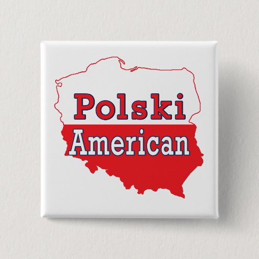 Polski Amerikaanse kaart Vierkante Button 5,1 Cm (Voorkant)