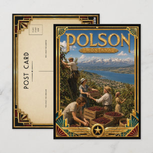 Polson Montana Vintage Art Deco Gouden Tijdperk Briefkaart