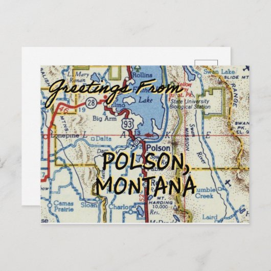 Polson MT  kaart (Voorkant / Achterkant)
