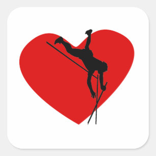 polsstokspringhart vierkante sticker