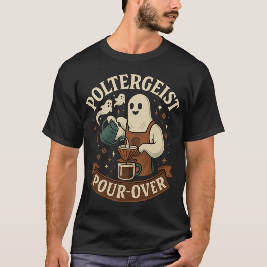 Poltergeist Pour-Over Ghost Coffee T-Shirt | Hallo (Voorkant)