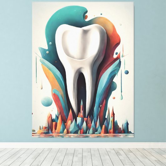 Poly chromatische Tand Art Canvas Afdruk (Insitu (Houten vloer))